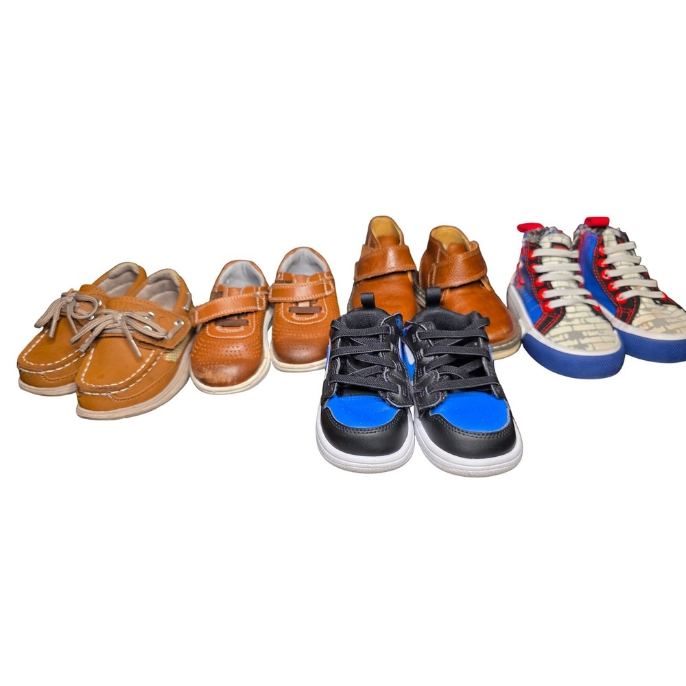 5 Shoe Lot Jordan Sperry Johnson & Murphy Spiderman Marvel Boys Size 5 Brown